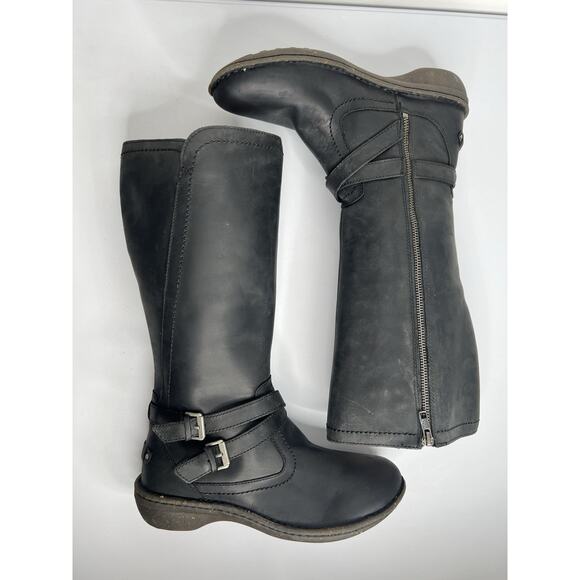 Womens UGG Rosen Tall Buckle Strap Black Leather Tall Boots Size 9 - Picture 4 of 12